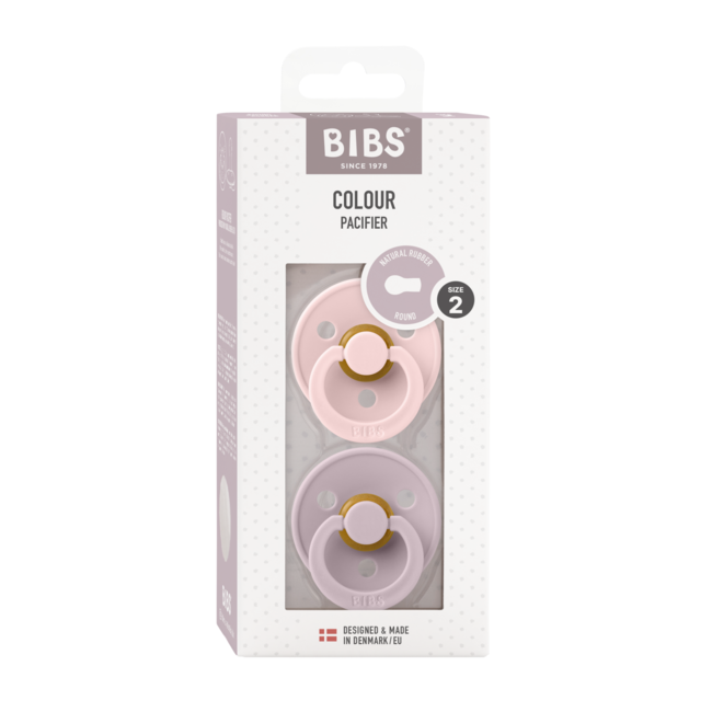 Bibs - set 2 suzete colour latex, tetina rotunda, 6 luni +-blossom/dusky lilac bbb120416