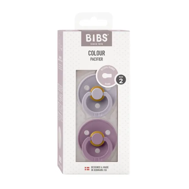 Bibs - set 2 suzete colour latex, tetina rotunda, 6 luni +-fossil grey/mauve bbb120405