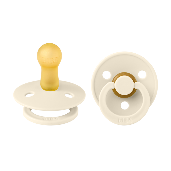 Bibs - set 2 suzete colour latex, tetina rotunda, 6 luni +-ivory bbb120286