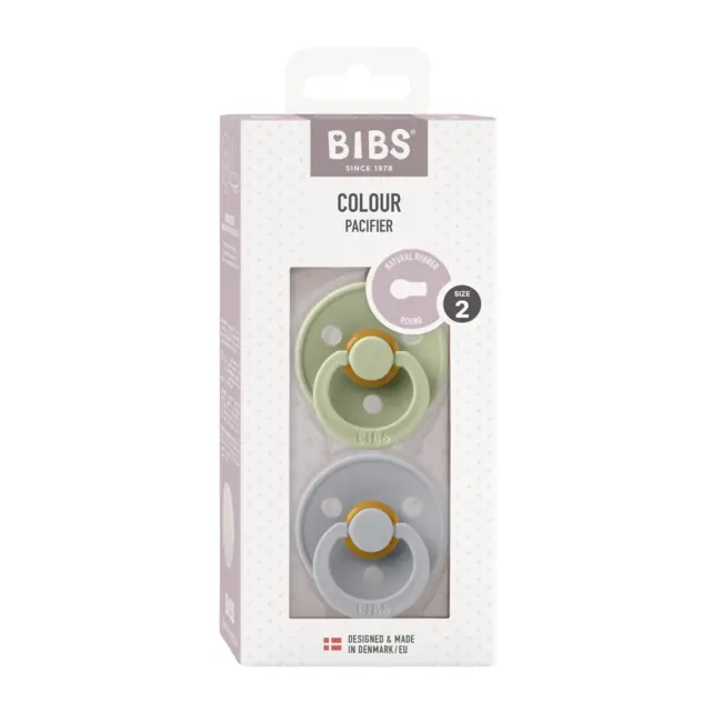 Bibs - set 2 suzete colour latex, tetina rotunda, 6 luni +-sage/cloud bbb120262