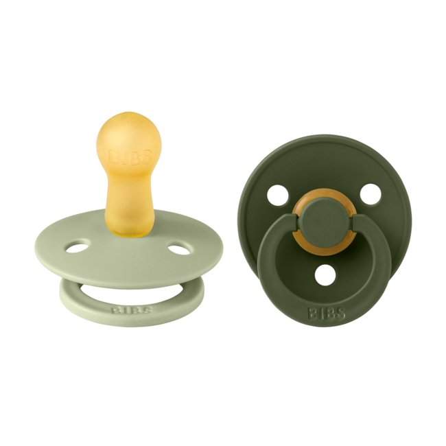 Bibs - set 2 suzete colour latex, tetina rotunda, 6 luni +-sage/hunter green bbb120212