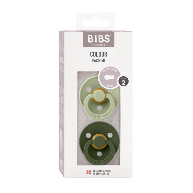 Bibs - set 2 suzete colour latex, tetina rotunda, 6 luni +-sage/hunter green bbb120212