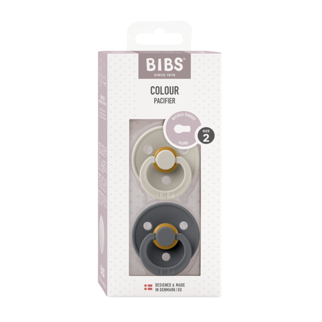 Bibs - set 2 suzete colour latex, tetina rotunda, 6 luni +-sand/iron bbb120381