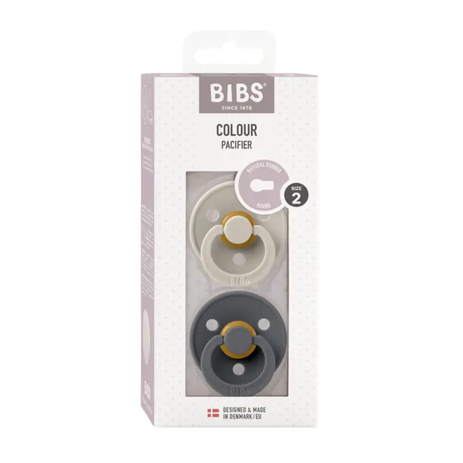 Bibs - set 2 suzete colour latex, tetina rotunda, 6 luni +-sand/iron bbb120381