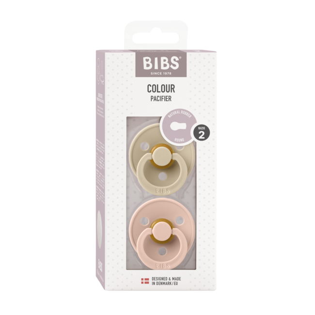 Bibs - set 2 suzete colour latex, tetina rotunda, 6 luni +-vanilla/blush bbb120213