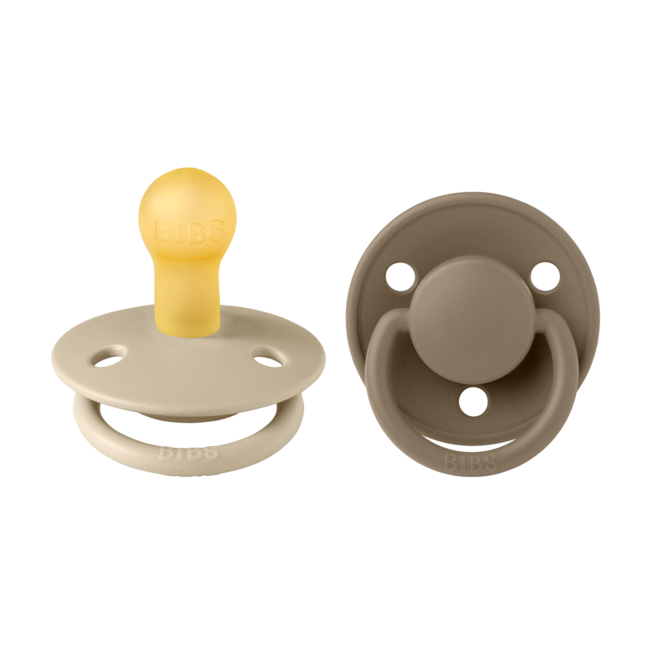 Bibs - set 2 suzete de lux latex, tetina rotunda, 0 luni +-vanilla/dark oak bbb180210