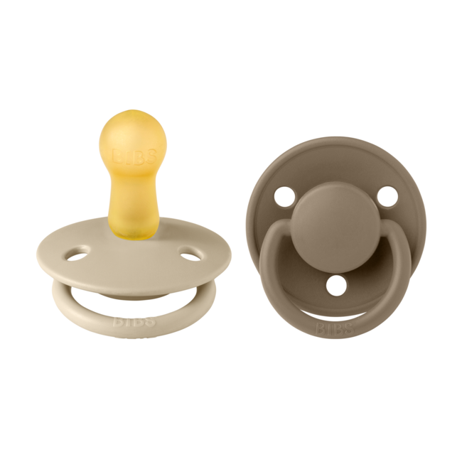 Bibs - set 2 suzete de lux latex, tetina rotunda, 6 luni +-vanilla/dark oak bbb190210