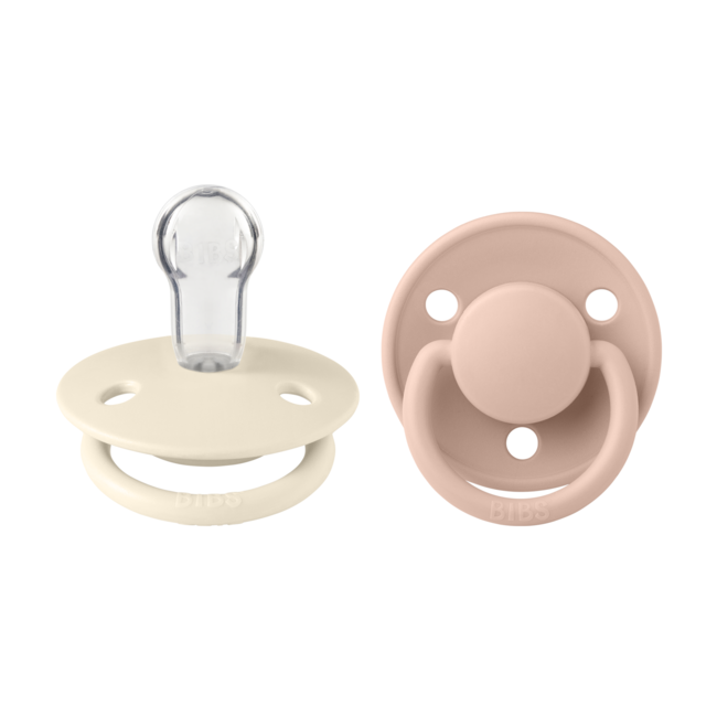 Bibs - set 2 suzete de lux silicon, tetina rotunda, marime universala-ivory/blush bbb150215