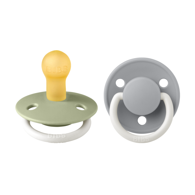 Bibs - set 2 suzete fosforescente de lux glow latex, tetina rotunda, 0 luni +-sage/cloud bbb180217