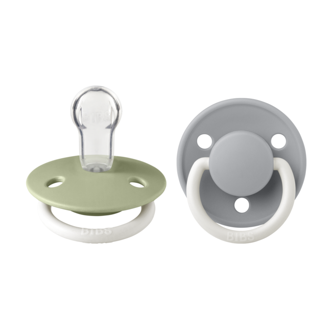 Bibs - set 2 suzete fosforescente de lux glow silicon, tetina rotunda, marime universala-sage/cloud bbb150217