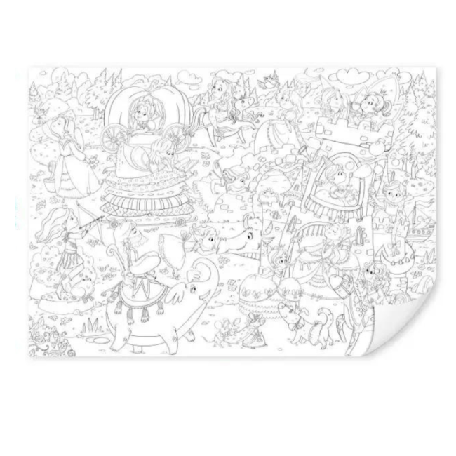 Poster de colorat - aventurile printeselor