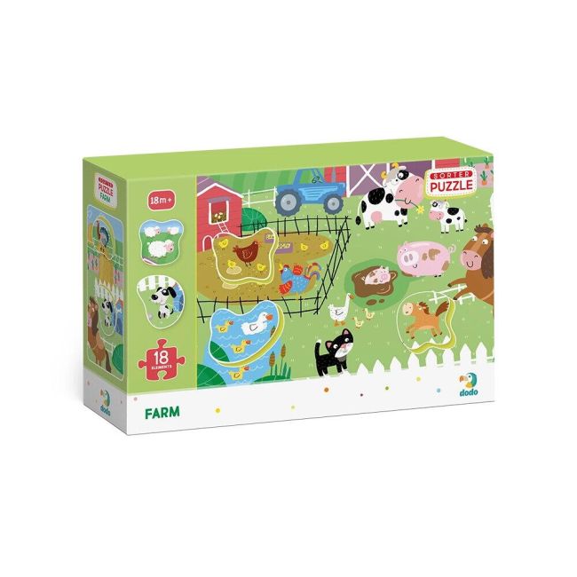 Puzzle cu surprize - la ferma (18 piese)