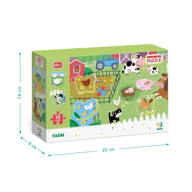 Puzzle cu surprize - la ferma (18 piese)