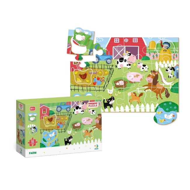 Puzzle cu surprize - la ferma (18 piese)