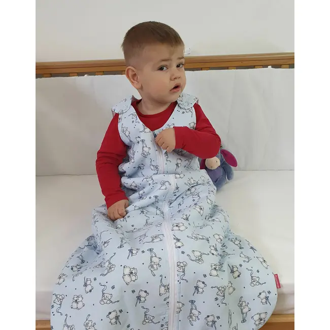 Sac de dormit copii, Loving Bear Blue, din bumbac, 140 cm, 0.5 tog - Vara KDEV14005LBB