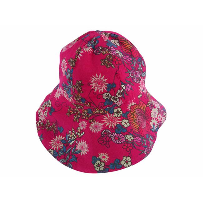 Palarie de vara cu boruri largi, ciclam cu flori, din bumbac, 54 cm (4-6 ani) KDEPAL1254