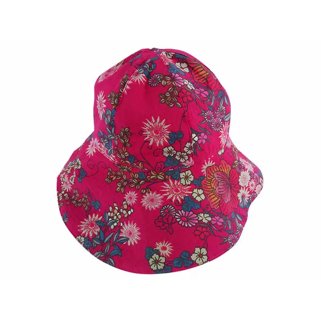 Palarie de vara cu boruri largi, ciclam cu flori, din bumbac, 54 cm (4-6 ani) KDEPAL1254