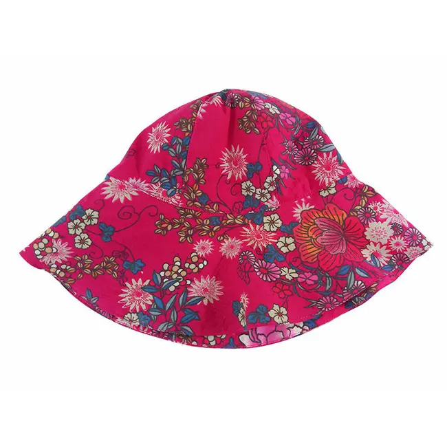 Palarie de vara cu boruri largi, ciclam cu flori, din bumbac, 56 cm (6-8 ani) KDEPAL1256