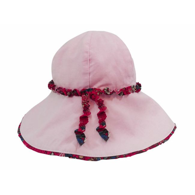 Palarie roz de vara cu boruri largi, din bumbac, 50 cm (1-3 ani) KDEPAL1150