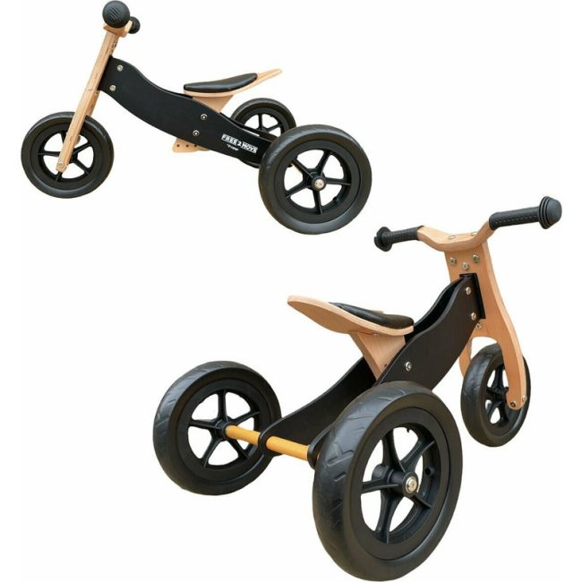 Bicicleta/tricicleta fara pedale din lemn, 2 in 1, Functie de bicicleta echilibru, Sa reglabila, Manere antiderapante, Roti ajustabile, 18 luni – 3 ani, Free2Move, Brown White BYN42868
