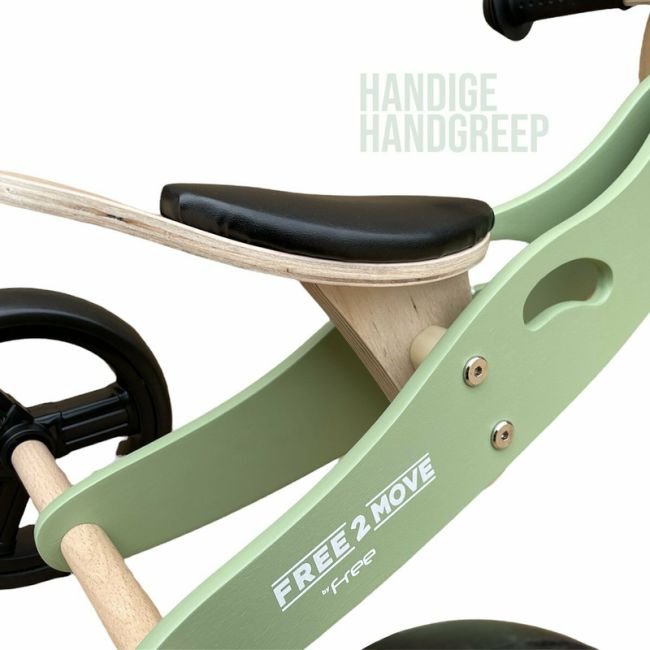 Bicicleta/tricicleta fara pedale din lemn, 2 in 1, Functie de bicicleta echilibru, Scaun reglabil, Roti ajustabile, Manere antiderapante, Varsta 1-3 ani, Free2Move, Mint BYN39623