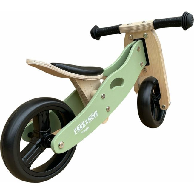 Bicicleta/tricicleta fara pedale din lemn, 2 in 1, Functie de bicicleta echilibru, Scaun reglabil, Roti ajustabile, Manere antiderapante, Varsta 1-3 ani, Free2Move, Mint BYN39623