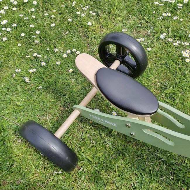 Bicicleta/tricicleta fara pedale din lemn, 2 in 1, Functie de bicicleta echilibru, Scaun reglabil, Roti ajustabile, Manere antiderapante, Varsta 1-3 ani, Free2Move, Mint BYN39623