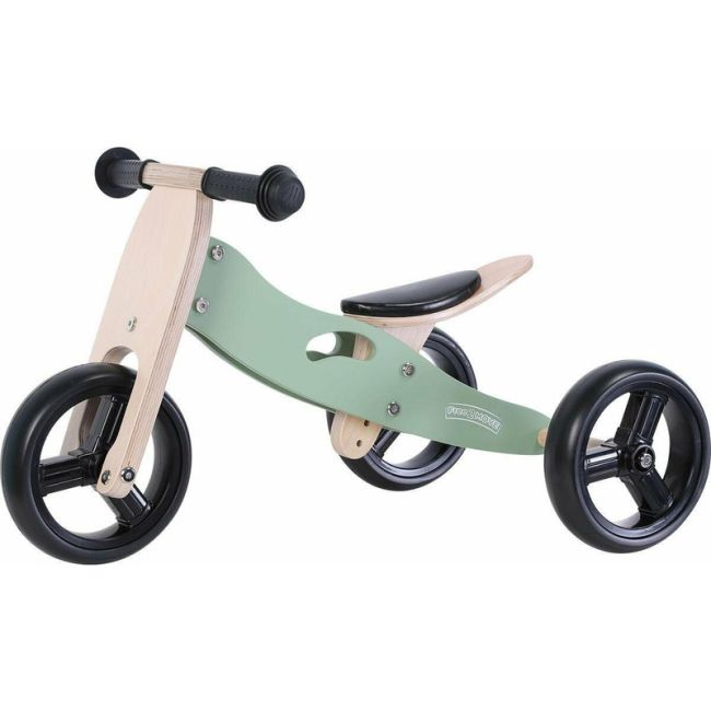 Bicicleta/tricicleta fara pedale din lemn, 2 in 1, Functie de bicicleta echilibru, Scaun reglabil, Roti ajustabile, Manere antiderapante, Varsta 1-3 ani, Free2Move, Mint BYN39623