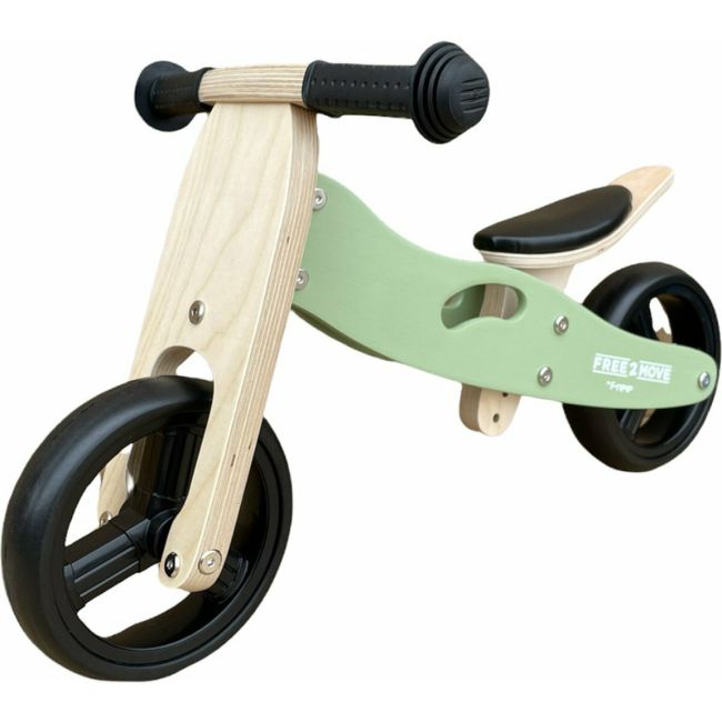 Bicicleta/tricicleta fara pedale din lemn, 2 in 1, Functie de bicicleta echilibru, Scaun reglabil, Roti ajustabile, Manere antiderapante, Varsta 1-3 ani, Free2Move, Mint BYN39623