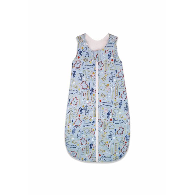 Sac de dormit copii, Circul Animalelor bleu, din bumbac, 60 cm, 0.5 tog - Vara KDEV6005CIA