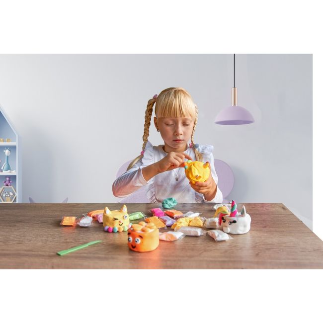 Set Air Clay pentru modelaj Lovin - 18 culori -  Squishy Cutes KRTOK70131