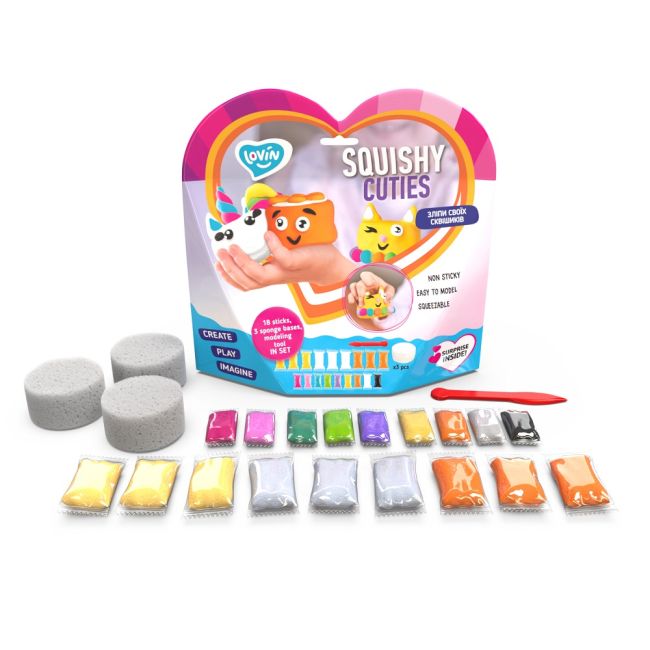 Set Air Clay pentru modelaj Lovin - 18 culori -  Squishy Cutes KRTOK70131