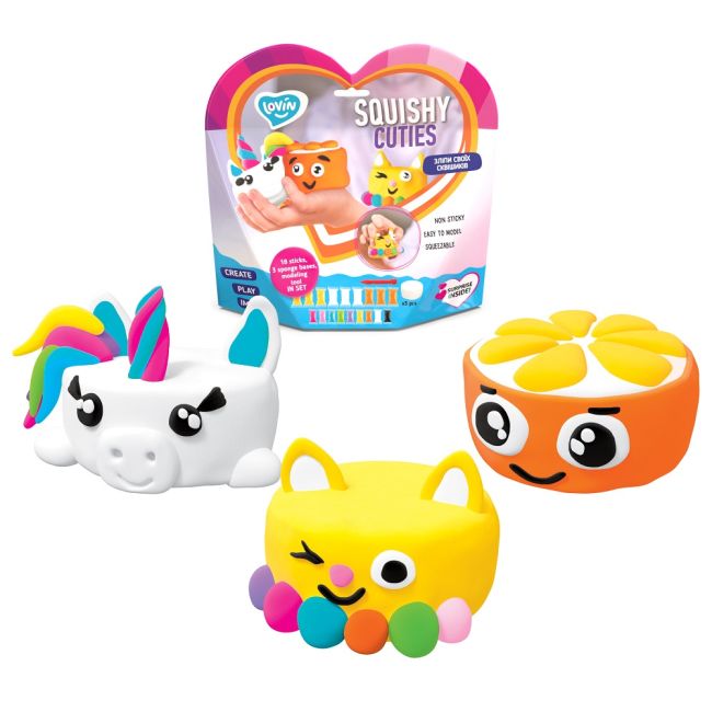 Set Air Clay pentru modelaj Lovin - 18 culori -  Squishy Cutes KRTOK70131