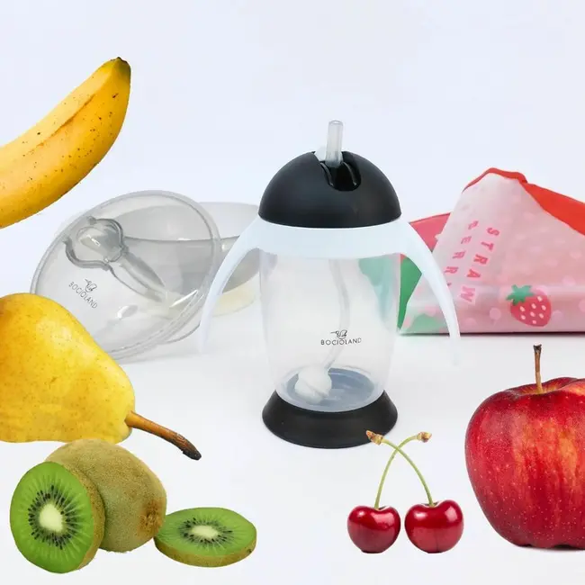 Bocioland - Cana de apa cu pai si manere, 300 ml, 6 luni+, Black BYNBOC0542