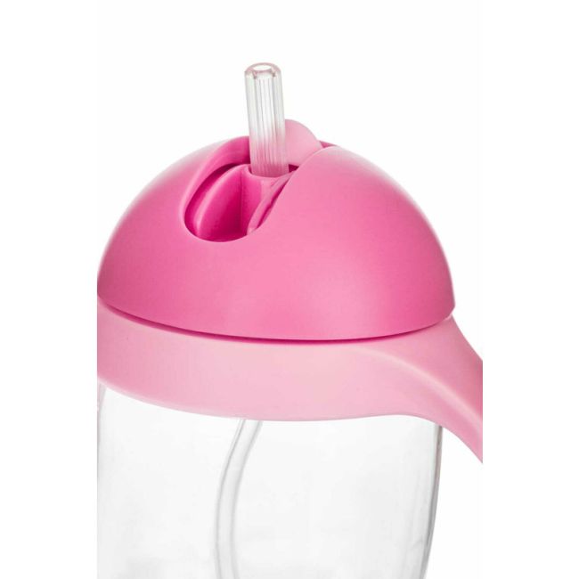 Bocioland - Cana de apa cu pai si manere, 300 ml, 6 luni+, Pink BYNBOC0544