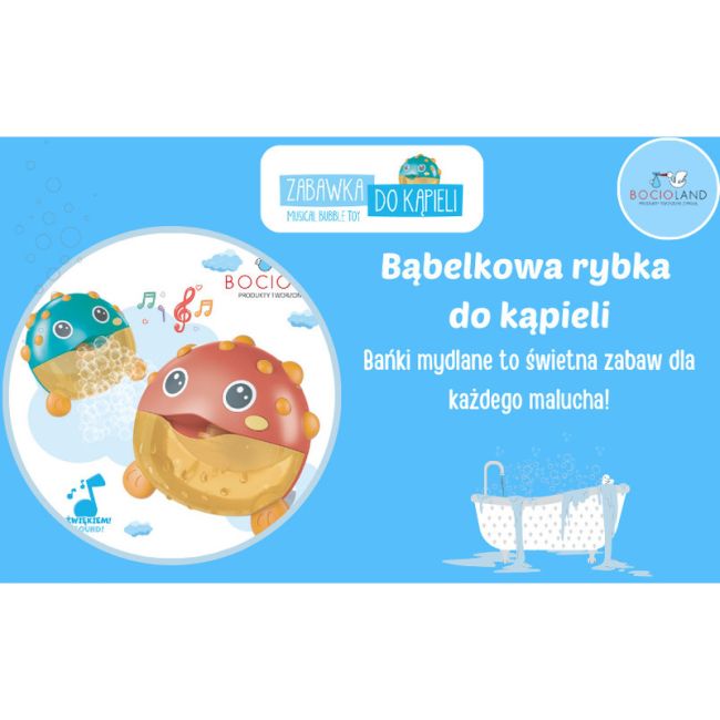 Bocioland - Jucarie Interactiva de baie, Peste cu difuzor pentru baloane de spuma si muzica, Fixare cu Ventuze, Verde, 20x20 cm BYNBL044