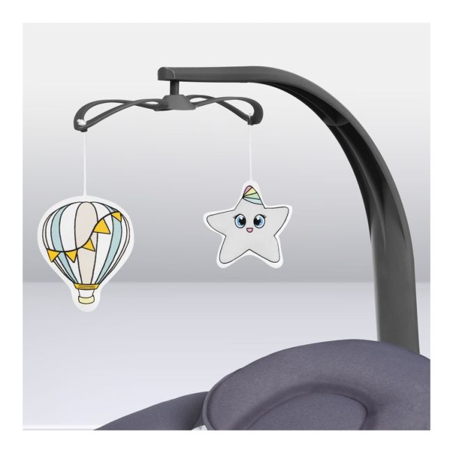 Lionelo - Balansoar si sezlong copii, Ralf, 2 in 1, Electric, Cu telecomanda si cablu USB, Cu miscare laterala de balansare si 5 niveluri diferite de viteza, Cu 12 melodii, Gri Grafit BYNLO-RALF_GREY_GRAPHITE