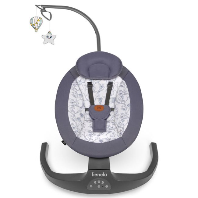 Lionelo - Balansoar si sezlong copii, Ralf, 2 in 1, Electric, Cu telecomanda si cablu USB, Cu miscare laterala de balansare si 5 niveluri diferite de viteza, Cu 12 melodii, Gri Grafit BYNLO-RALF_GREY_GRAPHITE