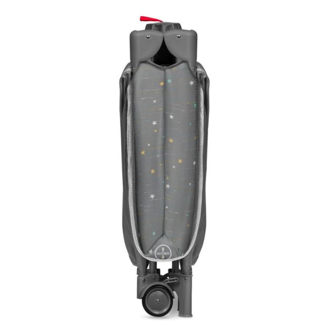 Lionelo - Patut pliant cu doua nivele, Stefi Plus, Cu intrare laterala cu fermoar, 2 roti, 120 x 60 cm, Conform cu standardul european de securitate EN 716, Gri/ Multicolor BYNLO-STEFI_PLUS_GREY_MULTICOLOR