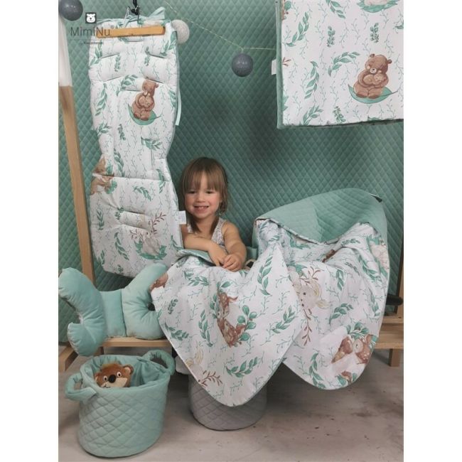 MimiNU - Set pentru carucior cu pernuta si paturica, Cu huse detasabile si lavabile, Din bumbac certificat Oeko Tex Standard 100, Lulu Natural BYN6426972022965