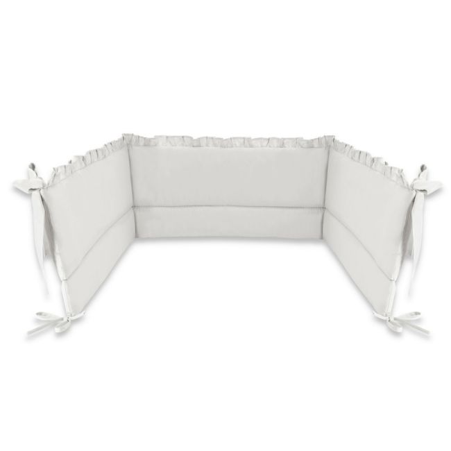 MimiNu - Aparatoare pentru patut 120x60 cm, Cu volanase, Din bumbac certificat Oeko Tex Standard 100, Cu inaltimea de 30 cm, Cu panglici, Colectia Royal,Grey BYN6426972021715