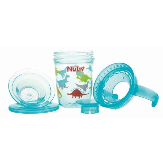 Nuby - Cana cu manere, 360°, Din materialul ecologic tritan, Rezistenta, 240 ml, 6 luni+, Albastru BYNNV0414019AQUA
