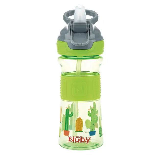 Nuby - Cana sport cu pai moale si pliabil, Din materialul ecologic tritan, Rezistenta, 360 ml, 3+ ani, Verde BYNNV0414021GREEN