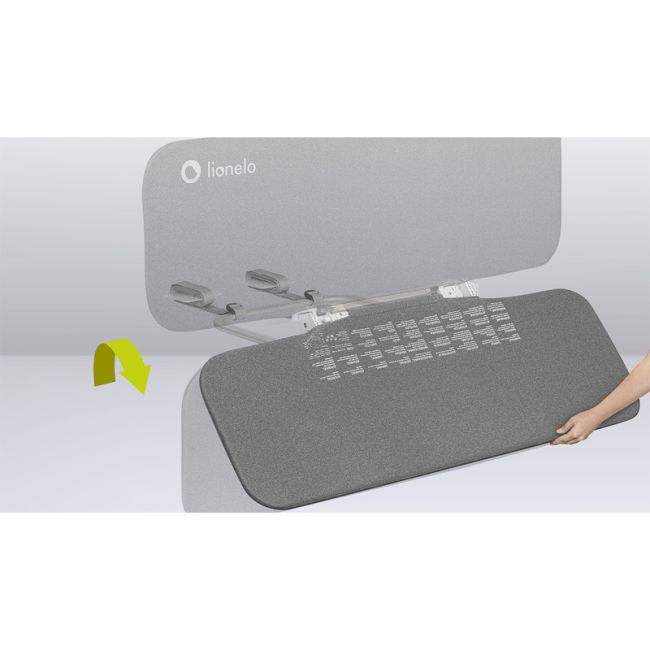 Lionelo - Bariera de protectie pentru pat Lora, Pliabila, Sistem de blocare StandSafe, Geanta de transport inclusa, 105 x 45 cm, Gri BYNLO-LORA_GREY_STONE