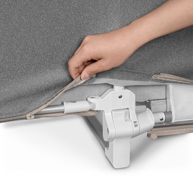 Lionelo - Bariera de protectie pentru pat Lora, Pliabila, Sistem de blocare StandSafe, Geanta de transport inclusa, 105 x 45 cm, Gri BYNLO-LORA_GREY_STONE