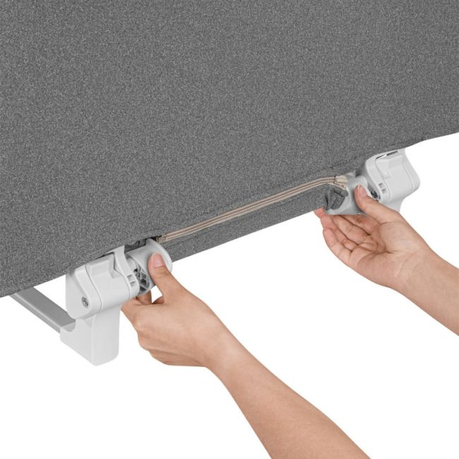 Lionelo - Bariera de protectie pentru pat Lora, Pliabila, Sistem de blocare StandSafe, Geanta de transport inclusa, 105 x 45 cm, Gri BYNLO-LORA_GREY_STONE
