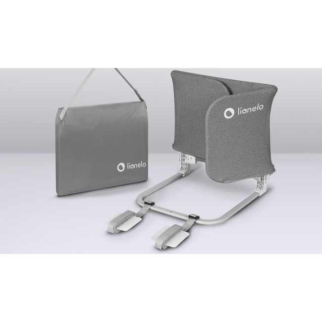 Lionelo - Bariera de protectie pentru pat Lora, Pliabila, Sistem de blocare StandSafe, Geanta de transport inclusa, 105 x 45 cm, Gri BYNLO-LORA_GREY_STONE