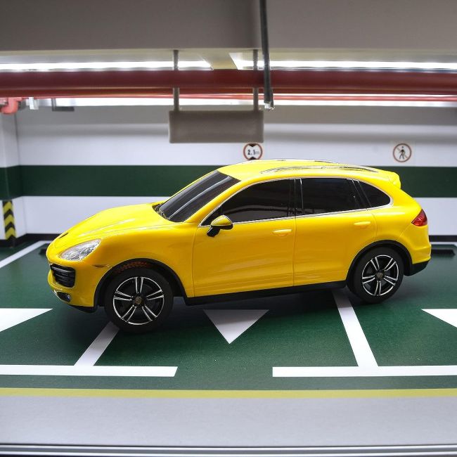MASINA CU TELECOMANDA PORSCHE CAYENNE TURBO GALBEN CU SCARA 1 LA 24 VIVRas46100_Galben