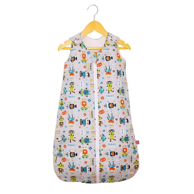 Sac de dormit copii, Robot Friends, din bumbac, 60 cm, 0.5 tog - Vara KDEV6005ROBFR