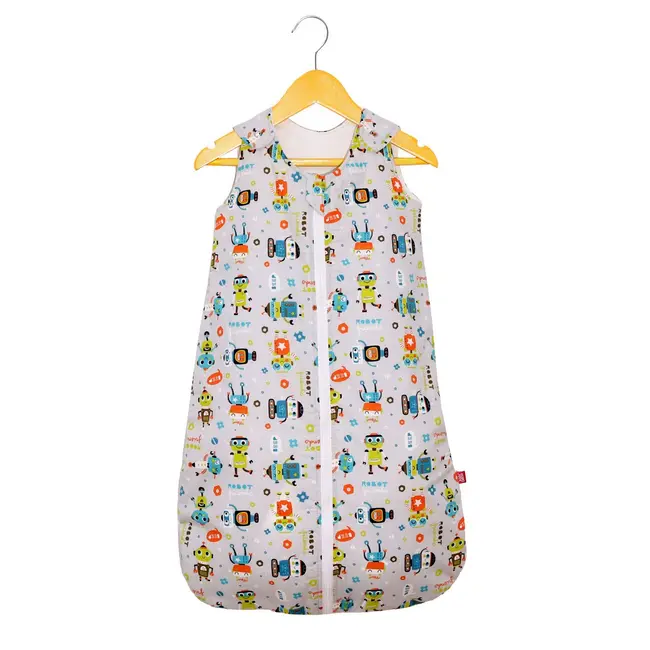Sac de dormit copii, Robot Friends, din bumbac, 60 cm, 0.8 tog - Primavara KDEPR6008ROBFR
